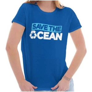 Earth Day Activist Save The Ocean Recycle Womens Top Junior Graphic Tee - Picture 1 of 9