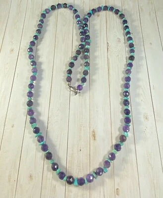 Jay King DTR Necklace 925 Turquoise Amethyst Beaded Signed - Image 1 of 4