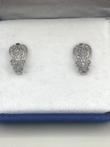 Signierte GF Southwestern Sterlingsilber & Diamantohrringe halber Reifen Huggie - Bild 1 von 4