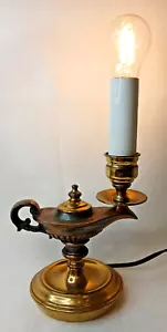 1970 HEAVY BRASS GENIE LAMP WITH VINTAGE WORKS - Picture 1 of 6