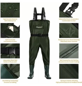 MAGREEL Chest Waders FISHING Boots Pants Waterproof Men’s Women’s Youth 39 SZ 6 - Picture 1 of 15