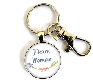 Key Rings for Women Fierce Woman Purse Charm Keychain Handmade Split Ring - Picture 1 of 2