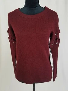 Crave Fame BY Almost Famous juniors XS lace up long sleeve pullover sweater - Picture 1 of 6