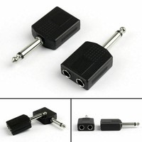 10Pcs 1/4" 6.35mm Mono Adapter to 2-Way 6.35mm Mono Jack Headphone Y Splitter AY
