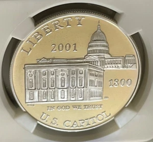 2001-P CAPITAL VISITOR CENTER PROOF COMMEMORATIVE SILVER DOLLAR - NGC PF 69 UC - Picture 1 of 17