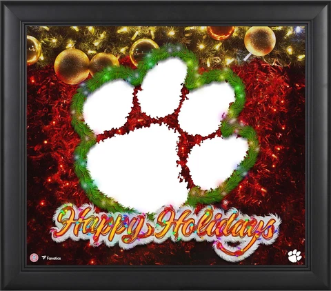 Clemson Tigers Framed 15" x 17" Happy Holidays Collage Cover