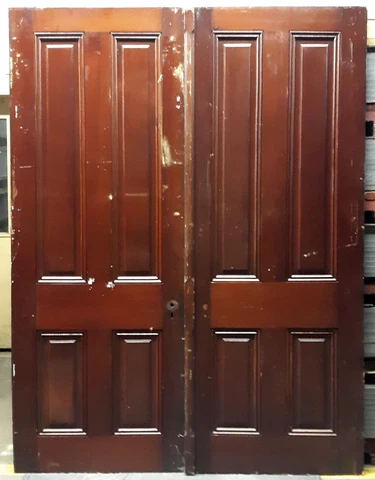 64"x87" Pair Antique Vintage Victorian Double Wood Wooden Panels Interior Doors Cover