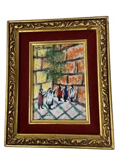 Vintage Painting Enamel on Copper Wailing Wall Judica Signed Fleming? - Picture 1 of 21