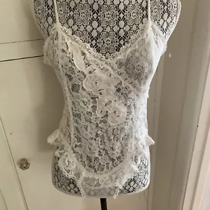 Vintage Victoria Secret Gold Label Ivory Bridal Teddy Teddie M Beaded Sequin - Picture 1 of 16