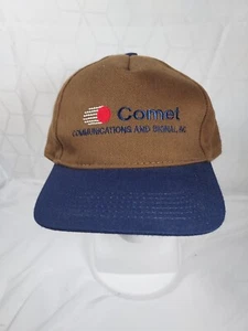 Comet Industries Emrodiered Canvas Hat Cap Leather Strap Trucker Vintage - USA - Picture 1 of 8