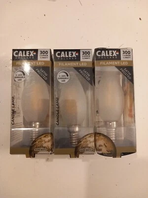 3 Calex Filament Led Satin Frosted 3.5W E14 300lm Dimmable Candle Lamp 2700K  A+ - Image 1 of 4