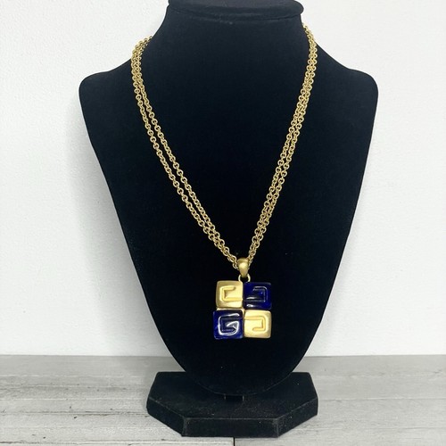 GIVENCHY Collana con ciondolo vintage in resina oro spazzolato logo 4G
