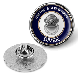 U.S. Navy Diver Tie Tac, Hat Pin, Badge, Military Emblem Lapel Pin - Silver - Picture 1 of 3
