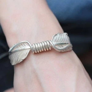 Silver Feather Bangle | Eagle Feather Bangle | Silver Cuff Bracelet | Bangle . - Picture 1 of 9