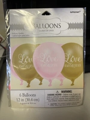 Wedding Party Decoration Sparkling Love Always & Forever Latex Balloons ~ 12ct - Image 1 of 2