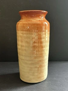 Vtg Studio Art Pottery Stoneware Vase Shino Glaze Natural Boho 9.5” Cream Rust - Picture 1 of 24