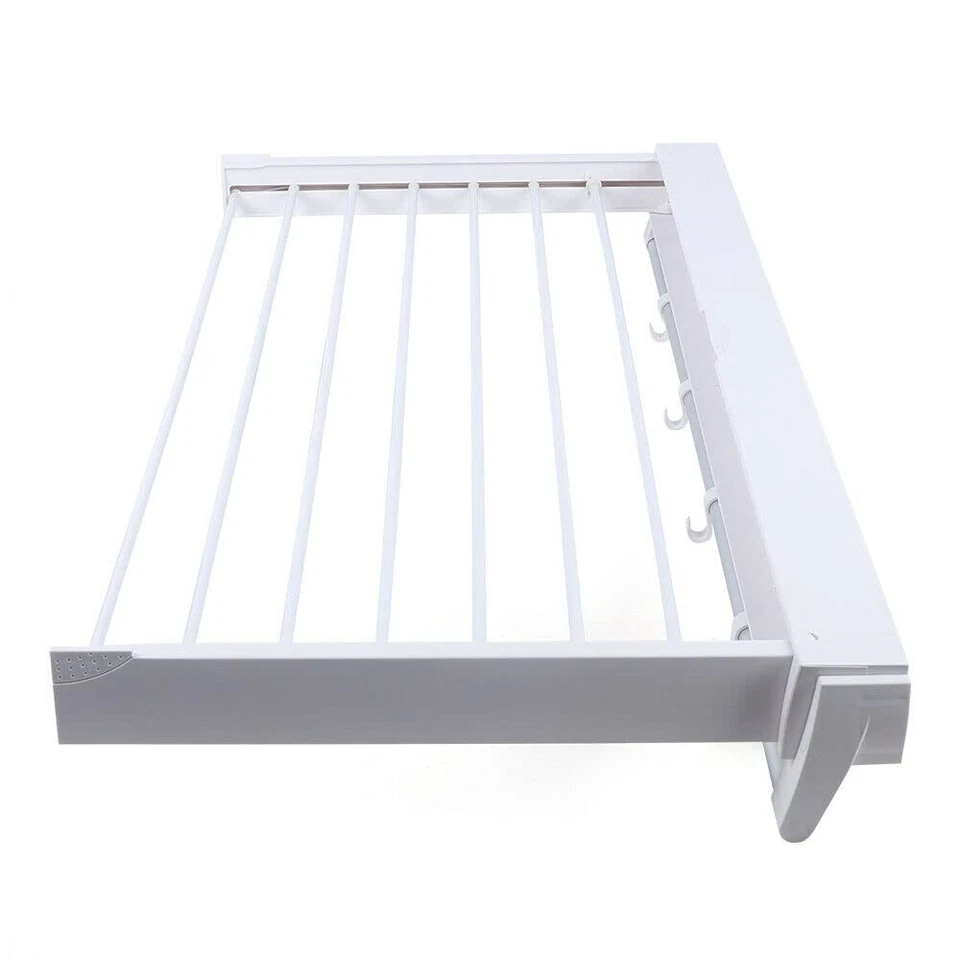 Wall-mounted Laundry Clothes Storage Drying Rack Retractable Dryer Hanger White - Image 1 of 4