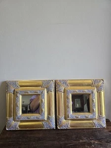 Set Of 2 Florentine Style Gold Ornate Square Wall Hanging Accent Mirrors Decor - Picture 1 of 12