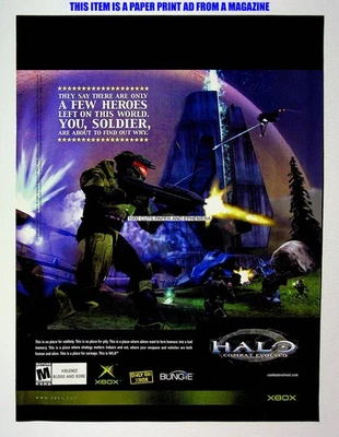 Póster publicitario de revista Halo Combat Evolved Bungie Microsoft Xbox 2002 impresión anuncio Foto 1 de 2