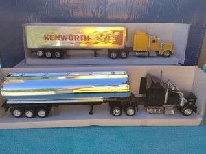 Set Of 2 1/43 Kenworth Trucks Tanker And Refer Truck Black And Yellow Cabs New - Picture 1 of 17