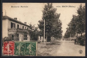 CPA Bron, Cafe-Restaurant Brasserie Martelin, Avenue du Bois - Picture 1 of 2