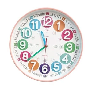 Learning Time Clock for Kids,12 Inch 3D Numbers Colorful 3d Peach Pink Classic - Picture 1 of 8