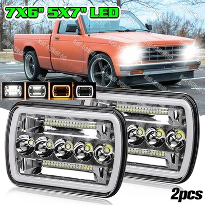 2PCS 7X6" 5X7" LED Headlights Hi-Lo Beam For 1982-1993 Chevy S10 Blazer GMC S15 - Image 1 of 4
