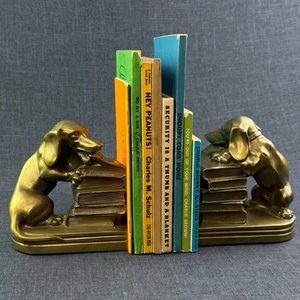 Sujetalibros vintage Dachshund perro Wiener metal latón 5" PM artesano años 70 - Imagen 1 de 21
