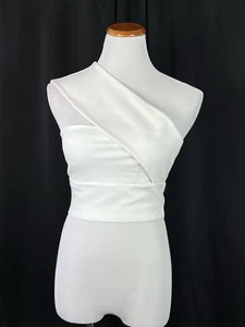 Finders Keepers Revolve crop bustier una spalla bianco chic aderente taglia small - Foto 1 di 9