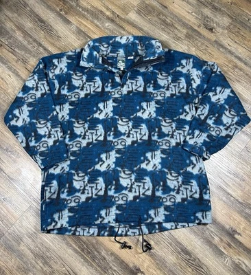 Mcintosh & Seymour Rugby Pullover Abstract Blue Mens XL 1/4 Zip Mock Vintage 90s - Image 1 of 4