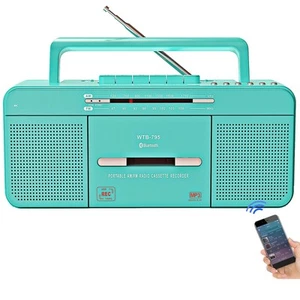 Portable Retro Stylish Cassette Player Recorder Boombox with Bluetooth,USB,AM... - Picture 1 of 9