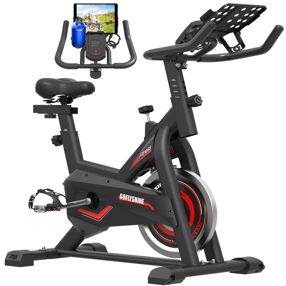 Exercise Bike for Home Indoor Cycling with LCD Monitor Silent Belt Drive