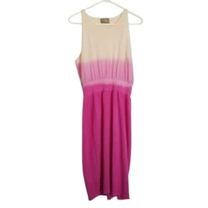 Longchamp Womens Sleeveless Ombre Dress Wool Silk Pink Cream XL Made In Italy - Picture 1 of 8