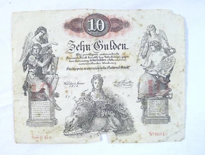 ANTICA BANCONOTA FALSA AUSTRIA 10 GULDEN 1858 LOMBARDO VENETO CREMONA 1865 - Photo 1/9