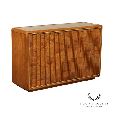 American of Martinsville Mid Century Modern Burl Elm Server Cover