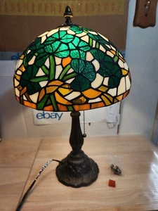 Shamrock Stained Glass Tiffany Style Lamp 21" With 13" Shade - Picture 1 of 17