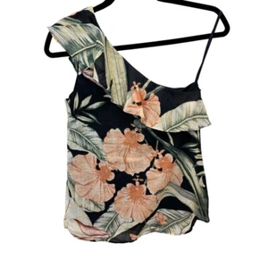 Ann Taylor Hawaiian Floral One Shoulder Ruffle Cotton Top Size XSP - Picture 1 of 4