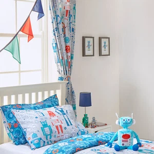 little furn Robot Kids Pencil Pleat Curtains - Picture 1 of 1