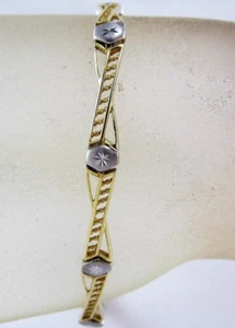 STUNNING LADIES 14K TWO-TONE GOLD   FANCY BRACELET 7.25"  6.1G - Picture 1 of 7