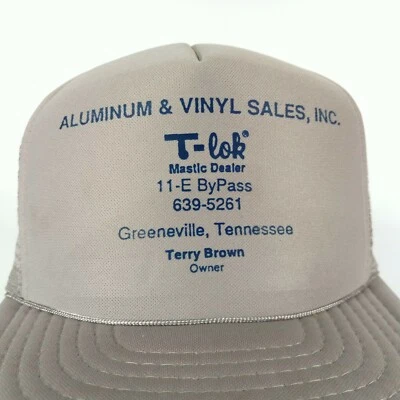 Aluminum & Vinyl Sales Inc Hat Cap T-Lok Mastic Trucker Snapback Gray Vtg - Image 1 of 4