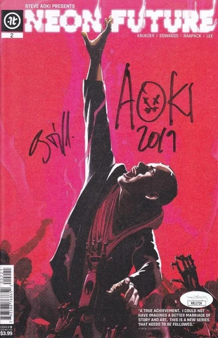STEVE AOKI & TOM BILYEU Signed 7X10 Neon Future Comic Book (New) JSA RR11724 Cover