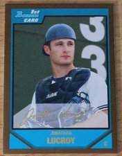 2007 Bowman Draft Picks & Prospects Gold Auto Jonathan Lucroy Brewers RC BDPP49