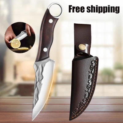 WXCOO Kitchen Japan Chef Knife Butcher Boning Knife Meat Cleaver Viking Knife w/Sheath