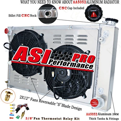 ASI 4 Row Radiator Shroud Fan For 1967-1972 Chevy C10 C20 K10 K20 GMC C1500 2500 - Image 1 of 4