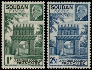 ✔️ VICHY FRANCE SUDAN 1941 - PETAIN & DJENNE GATE - Sc. 118/119 MNH ** [03P22] - Picture 1 of 1