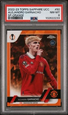 2022 Topps Sapphire UCC Alejandro Garnacho SP Orange #50 PSA 8 Manchester United - Image 1 of 2