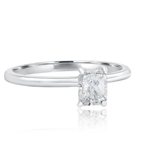0.56 Ct Radiant Solitaire Diamond Engagement Ring 14k White Gold - Picture 1 of 8