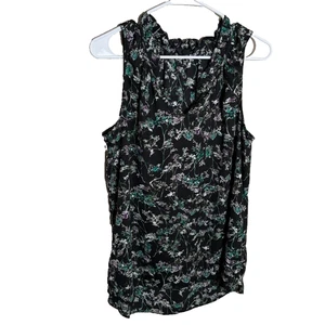 Simply Vera Vera Wang Tank Top Women's Medium Floral Ruffle Sleeveless Shirt - Picture 1 of 8