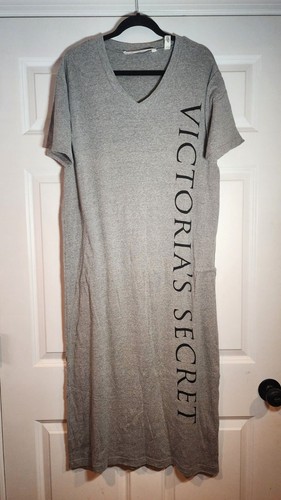UNDERCOVER Maxi abito da salotto Victoria's Secret grigio erica cotone scollo a V L