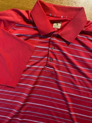 Lone Cypress Pebble Beach Luxury Performance Red Striped Golf Polo Shirt Mens XL - Image 1 of 4